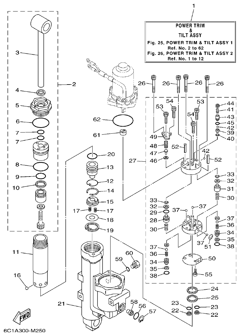 Yamaha FT50JET, FT60GET POWER TRIM & TILT ASSY 1 parts diagram